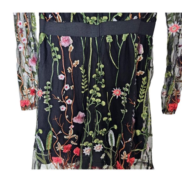 Women's - Floral Embroidered Long Sleeve Dress, Size Large - Picture 9 of 10